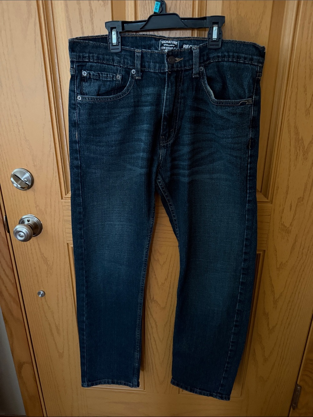 Signature by Levi Strauss Men's Dark Indigo Straight Jeans